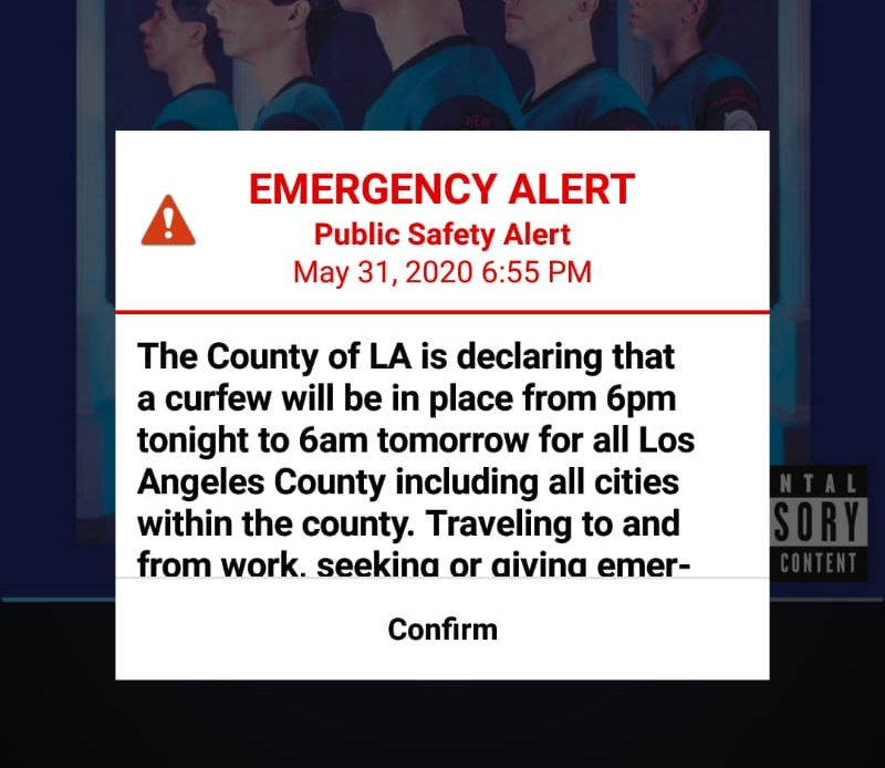 Curfew Warning Text